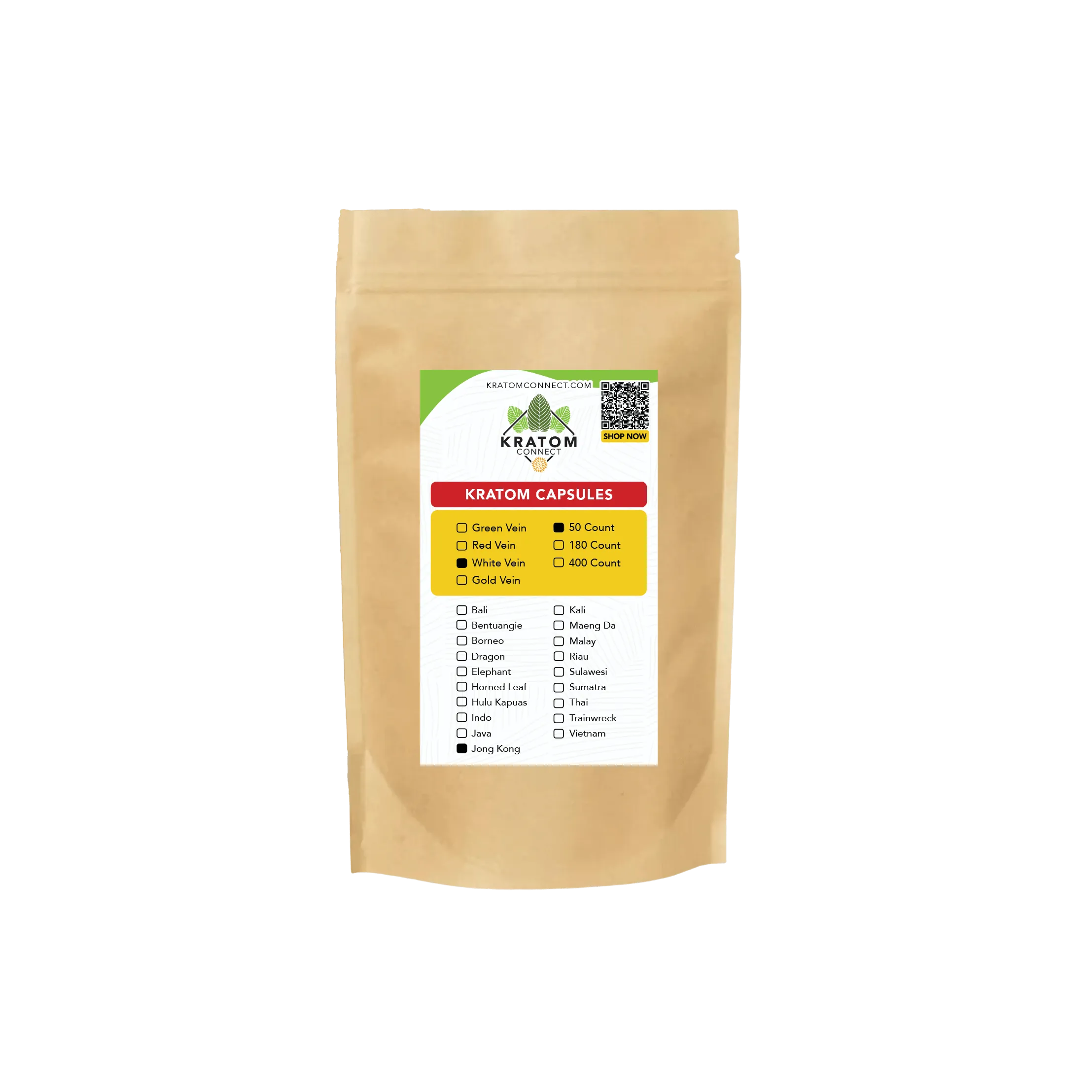 Buy Kratom Online - Shop Kratom Capsules - White Jong Kong Kratom Capsules - 180 Count