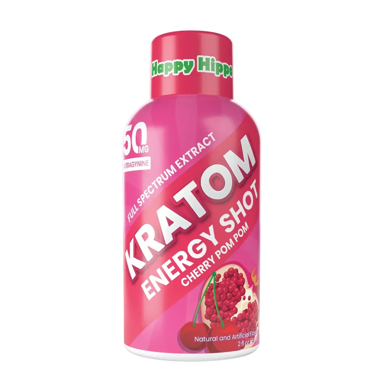 Happy Hippo Cherry Pom Pom Kratom Energy Shot