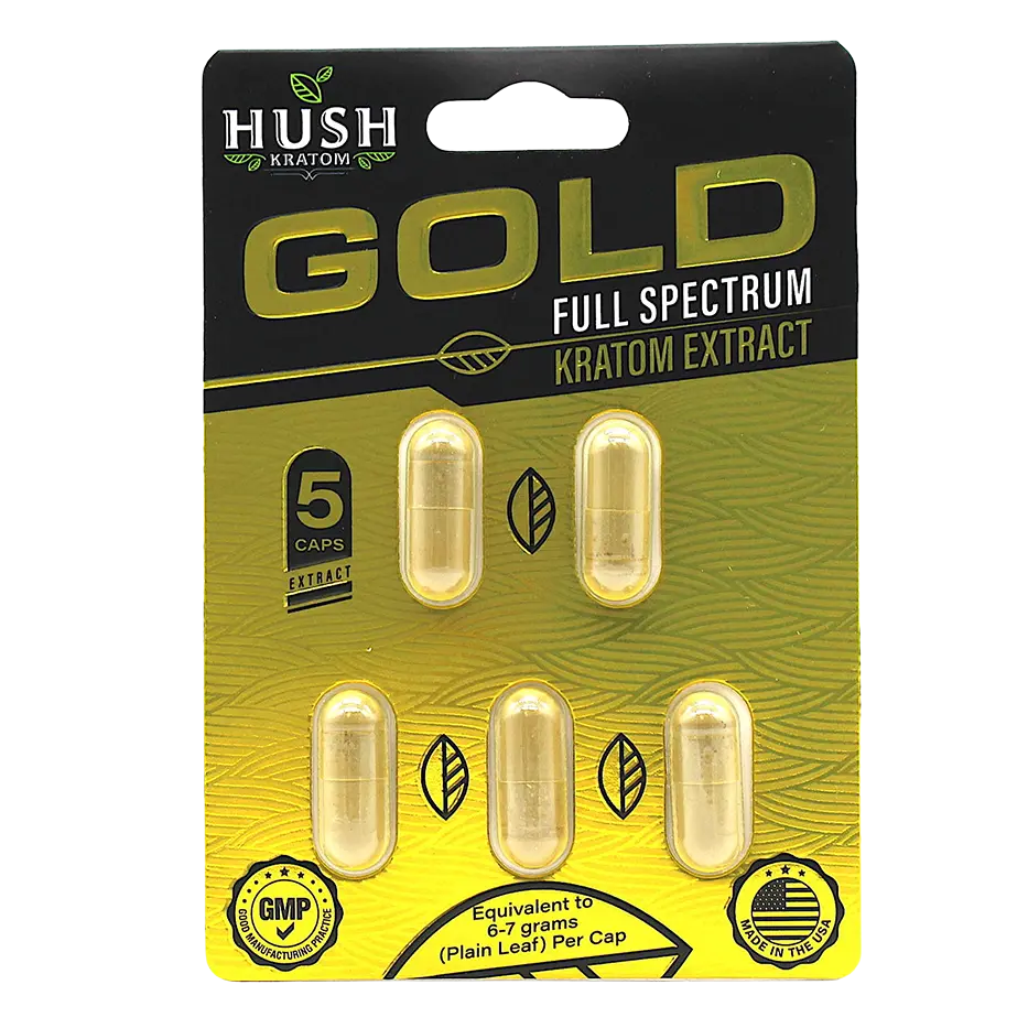 Buy Kratom - Shop Kratom Capsules - Hush Gold Kratom Extract Capsules - 2 Count