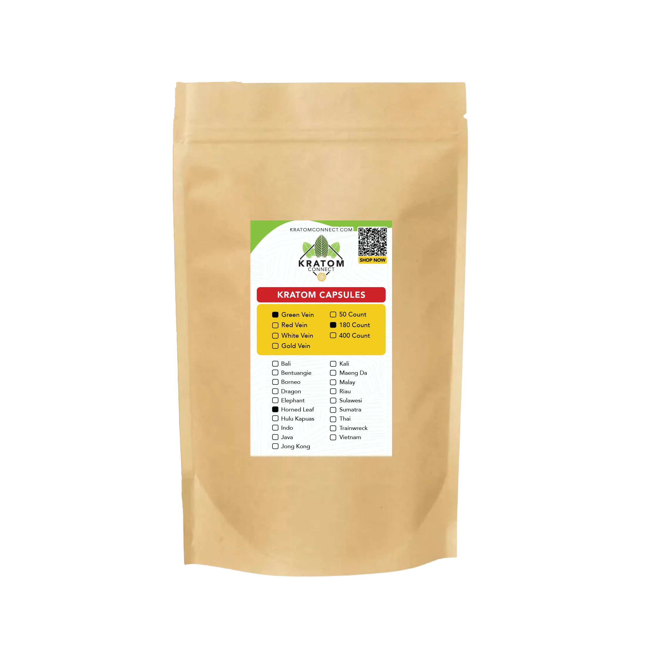 Buy Kratom - Shop Kratom Capsules - Green Horned Leaf Kratom Capsules - 400 Count