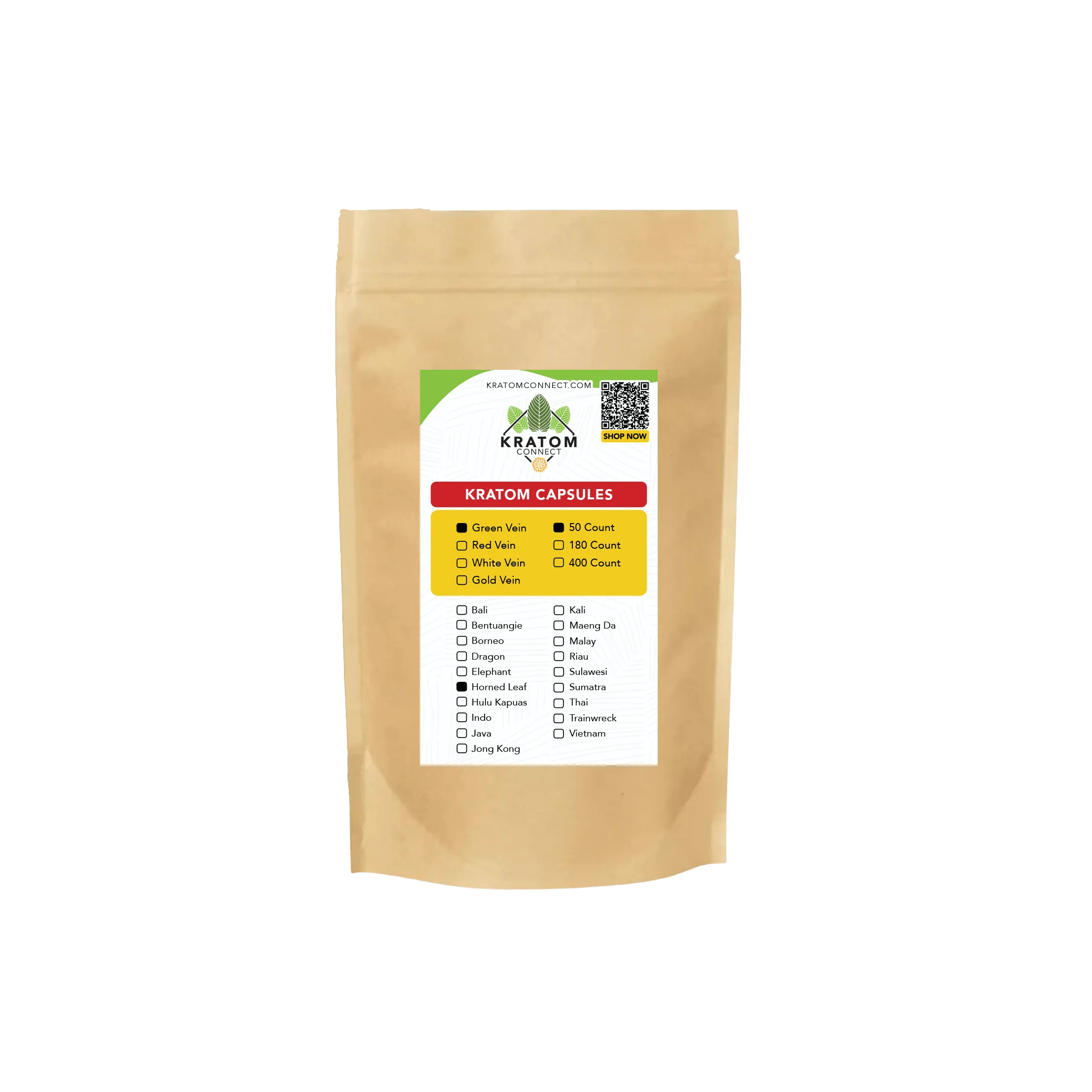 Buy Kratom - Shop Kratom Capsules - Green Horned Leaf Kratom Capsules - 180 Count