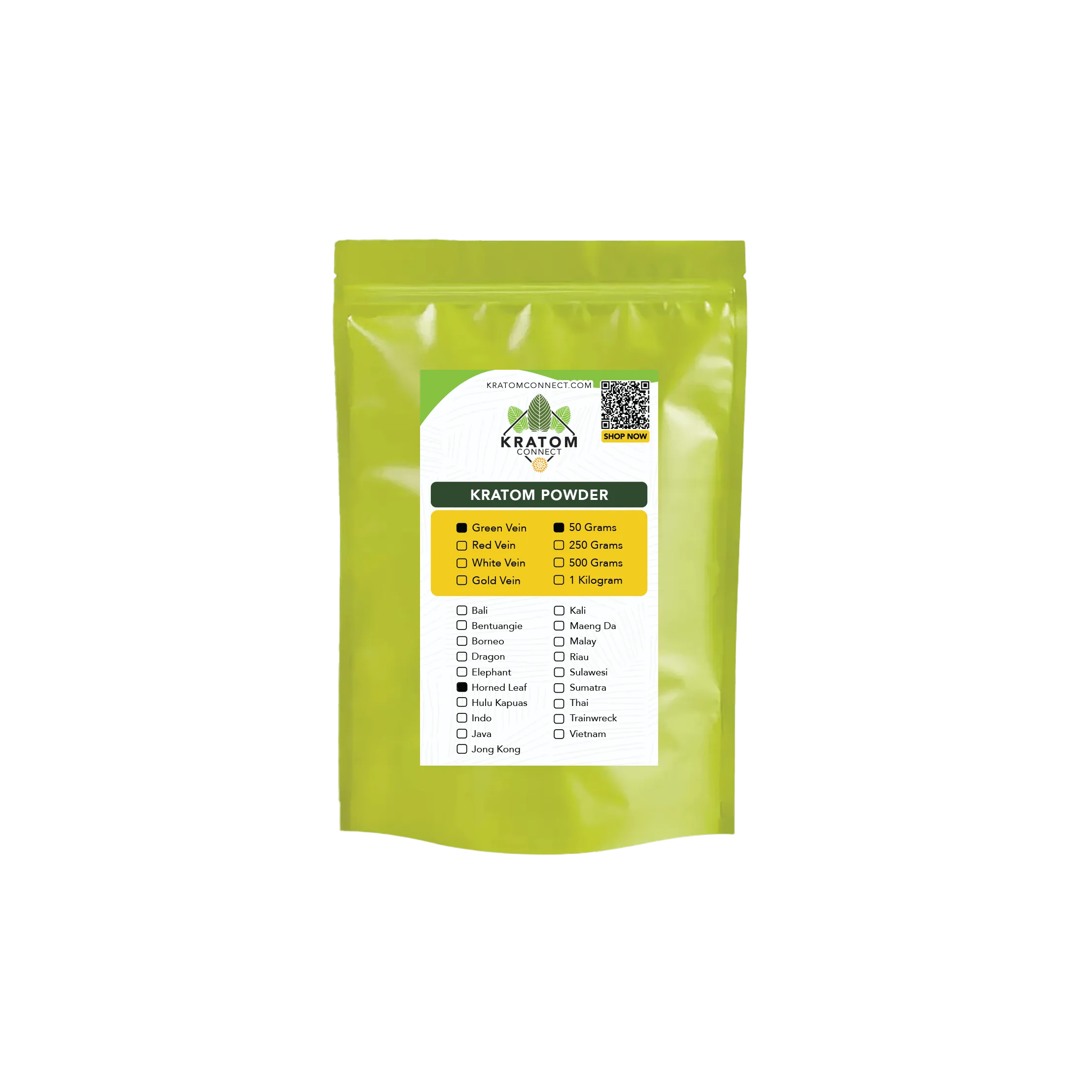 Buy Kratom - Shop Kratom Powder - Green Horned Leaf Kratom Powder - 250 Grams